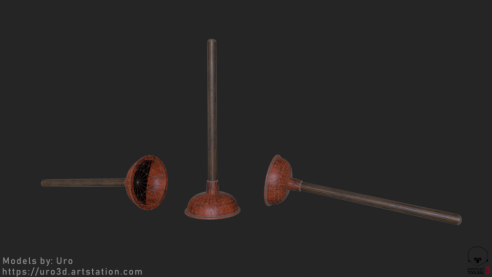 Sink Plunger Wireframe Render